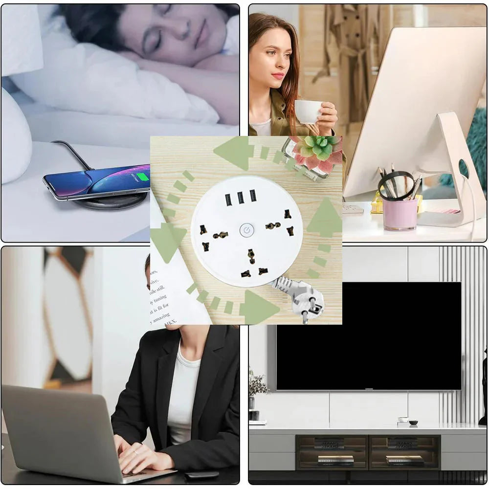EU Plug AC Outlet Smart Home Power Strip โ Multipurpose Electrical Extension Cord with USB Ports & Fast Charging